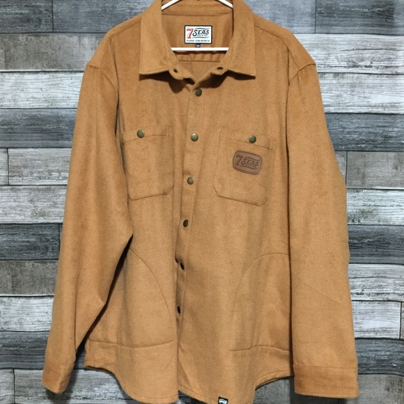 7 Seas Brewing Flannel Shacket Men’s 3XL Tan Snap Button Gig Harbor Tacoma - Picture 5 of 10